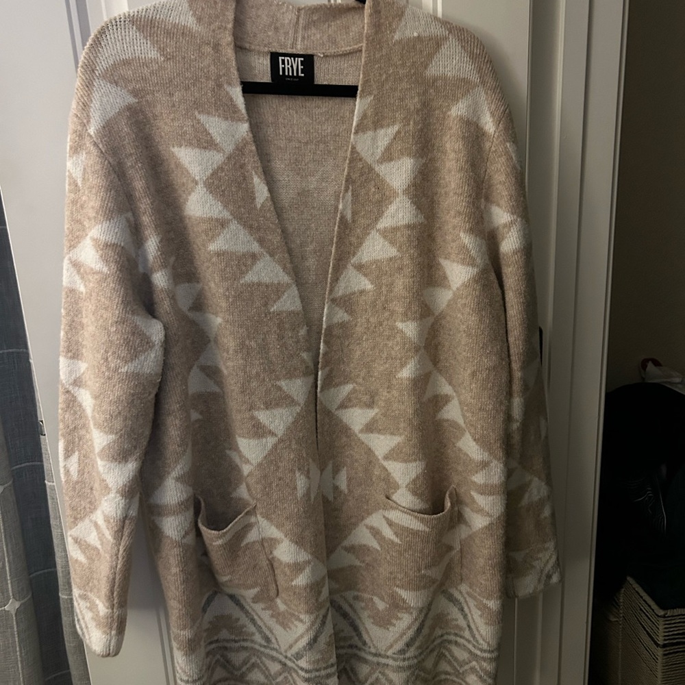 Frye Women's Tan and Cream Cardigan